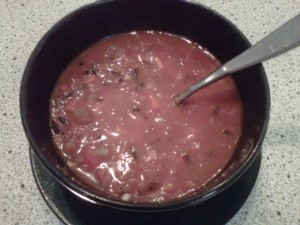Bowl of tomato rice soup