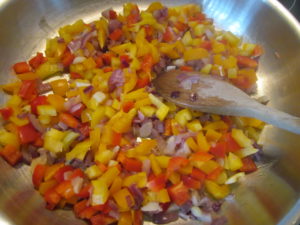 Sauteing peppers and onions