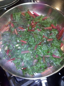 Swiss chard stems come in a rainbow of colors and add to the fun of eating them!