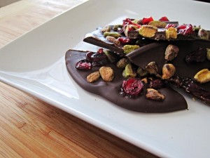This dark chocolate bark is a delightful holiday indulgence, in a small piece.