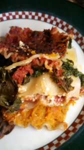 Lasagne with butternut squash and kale