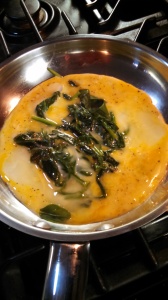 Spinach and egg uncooked