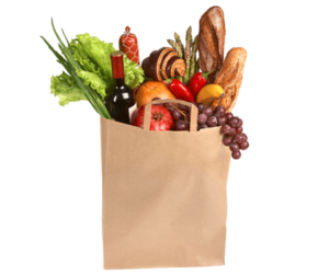 grocery bag filled with food